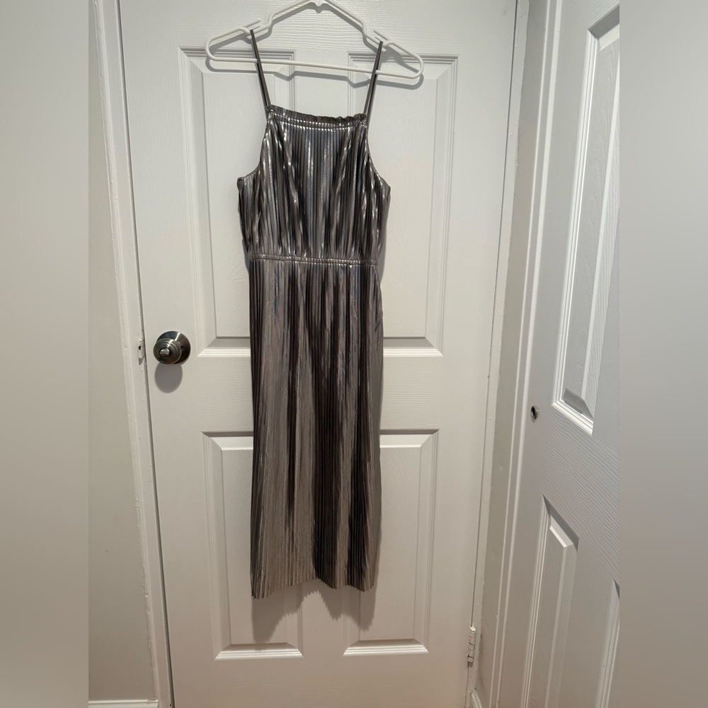 Banana Republic - Metallic Silver Midi Dress